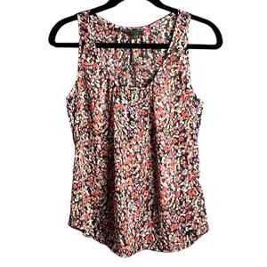 Guess Black and Pink Floral Sheer Sleeveless Blouse Size XS